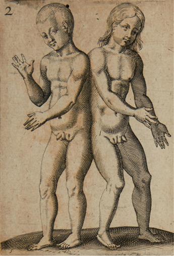 MEDICINE  BAUHIN, CASPAR. De Hermaphroditorum monstrosorumq[ue] partuum.  1614.  Lacks one text leaf, plate supplied in facsimile.